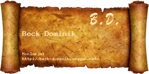 Beck Dominik névjegykártya